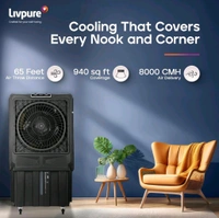 Livpure Scorpio Desert Air Cooler- 100 L | 20" Fan Blade | High Air Delivery | Water Level Indicator | Anti-Bacterial Honeycomb Pad | 350 Watts Motor | 2 years Warranty by Livpure - Black