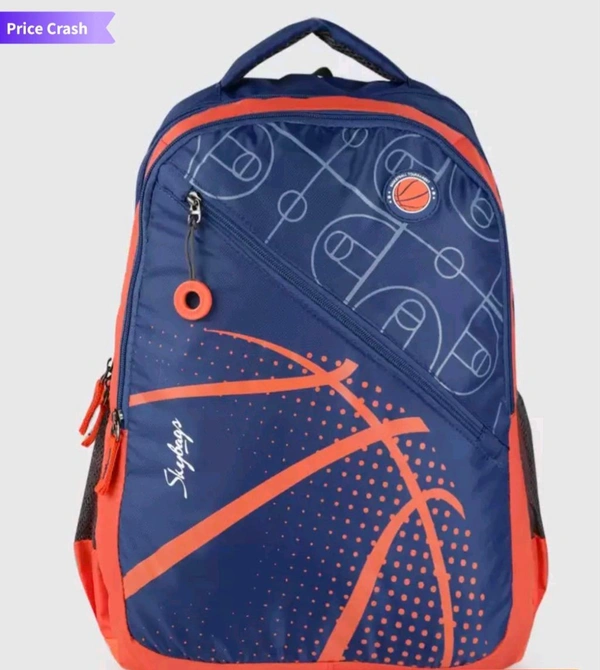 Skybags Kids Blue Orange Converstional Printed Backpack  - Red Orange