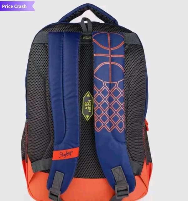 Skybags Kids Blue Orange Converstional Printed Backpack  - Red Orange