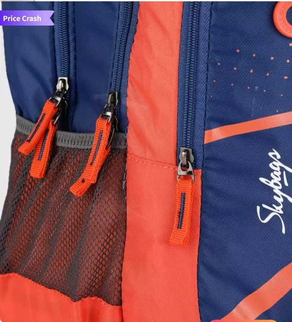 Skybags Kids Blue Orange Converstional Printed Backpack  - Red Orange