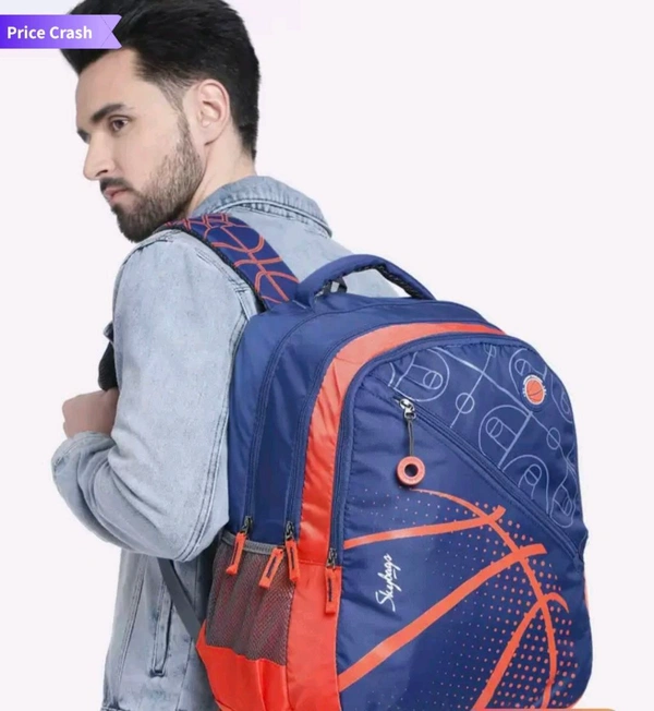 Skybags Kids Blue Orange Converstional Printed Backpack  - Red Orange