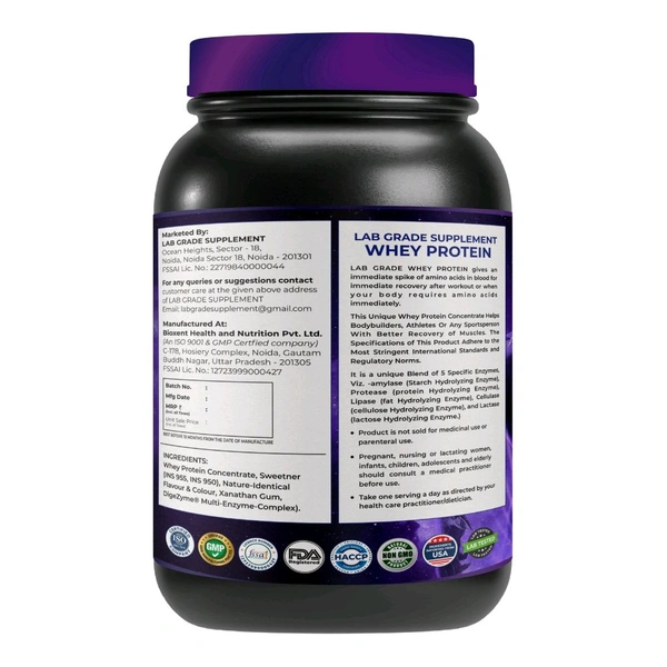 LAB GRADE WHEY PROTEIN 1KG KAJU PISTA KULFI - Purple, 1kg, 1000gm