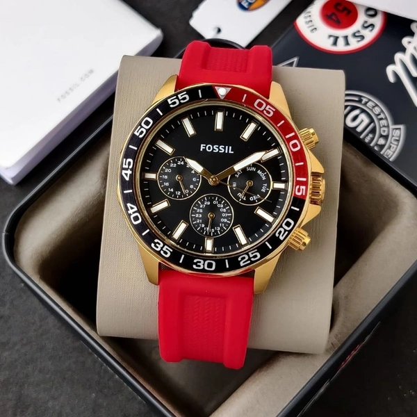 Fossil Watch Stylish - Flexible for all hands, red,Black