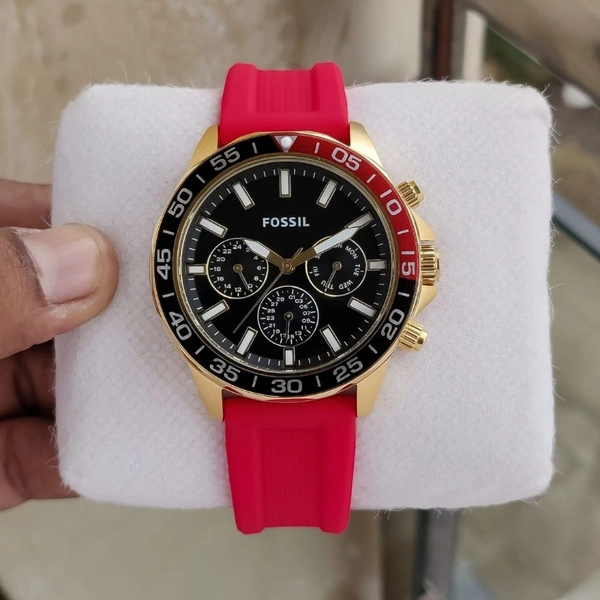 Fossil Watch Stylish - Flexible for all hands, red,Black