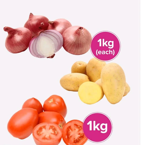 Onion, Potato & Tomato(1kg each)