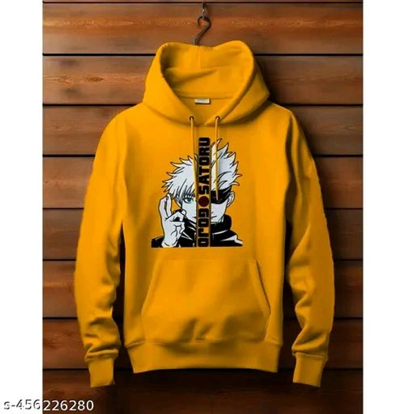 Blissbell New Trending Anime Printed Sweatshirt | Men, Boys and Girls Winter Wear | New Hoodies - Yellow, L