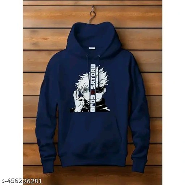 Blissbell New Trending Anime Printed Sweatshirt | Men, Boys and Girls Winter Wear | New Hoodies - Navy Blue, L
