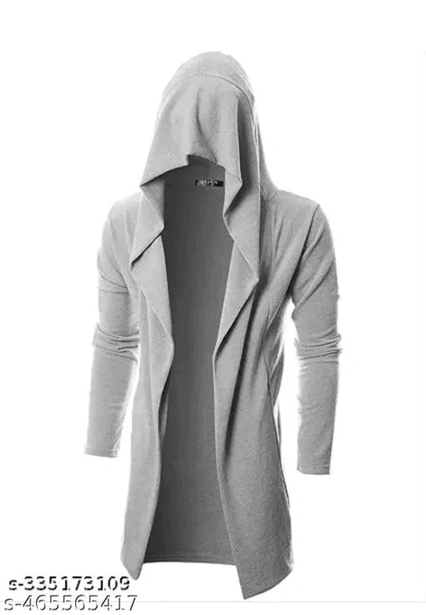 Longline Hooded Cardigan Ruffle Shawl Collar Open Front Drape Cape Overcoat - XL