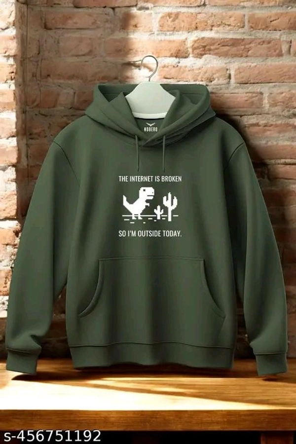 MENS HOODIE || Sweatshirt for Unisex || Unisex Hoodie || COTTON WARM SWEATSHIRT || ROUND NECK || PRINTED HOODIE || - Pine Green, L