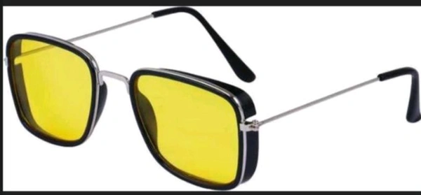 Men Retro Sunglasses - Yellow, Free Size