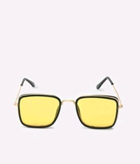 Men Retro Sunglasses - Yellow, Free Size