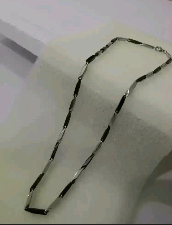 Men Steel Chain Black And White - Black, Free Size