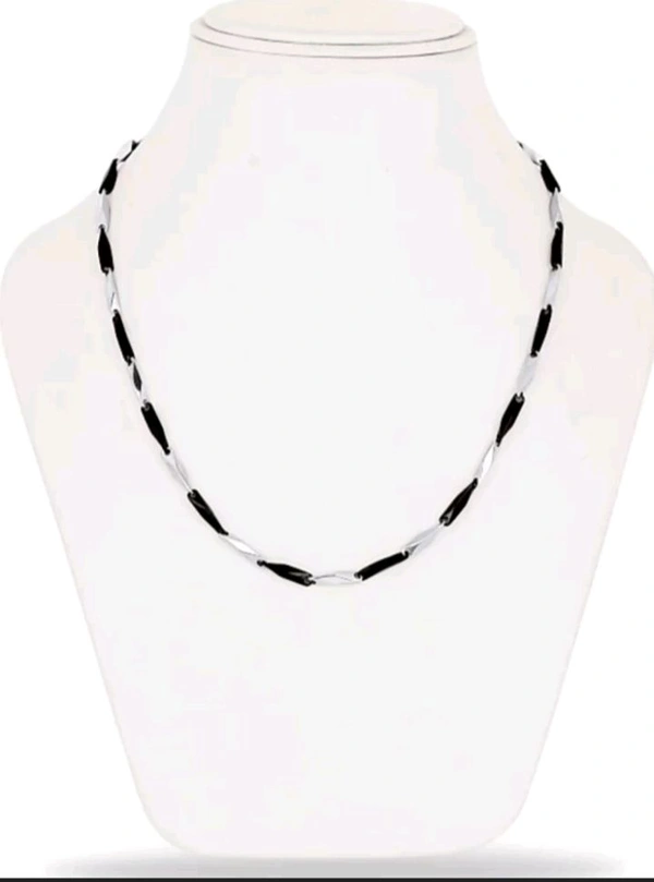 Men Steel Chain Black And White - Black, Free Size