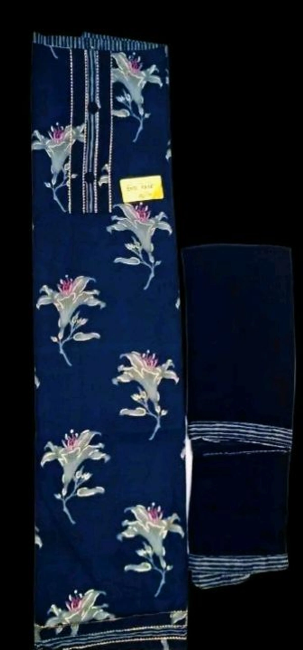 Women Rayon Salwar Suit Set  - Navy Blue, Free Size