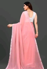 Georgette Cut Work Saree  - Magenta / Fuchsia, Free Size