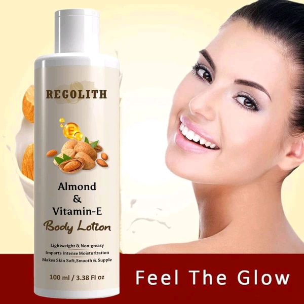 Regolith Alomds & Vitamin E body lotion ,for All Skin Types ,USE All Day,Night, Day Cream (100 ml)