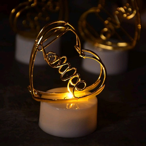 Set of 12 Multicolor Flameless Heart Candles for Decoration