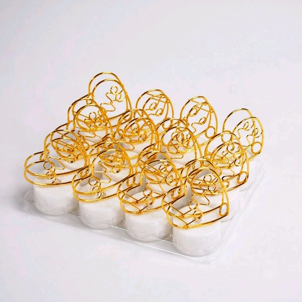 Set of 12 Multicolor Flameless Heart Candles for Decoration