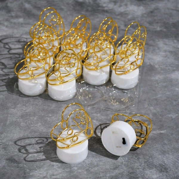 Set of 12 Multicolor Flameless Heart Candles for Decoration