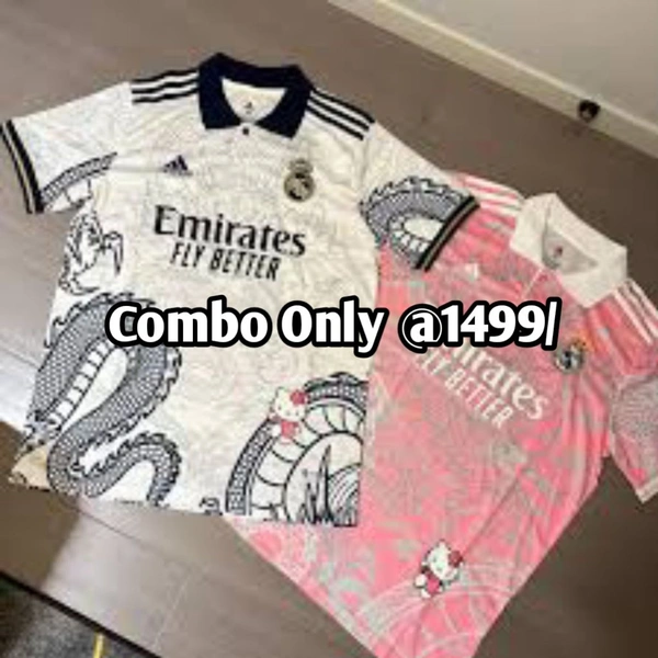 Real Madrid White And Pink Dragon combo - Text Us