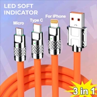 Tecsox 3in1 120 W Cable | 5A Fast
Charging Cable |
Mettalic Finish 

 - Red Orange