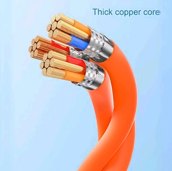 Tecsox 3in1 120 W Cable | 5A Fast
Charging Cable |
Mettalic Finish 

 - Red Orange