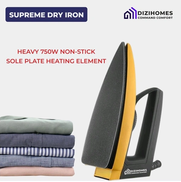 Dizihomes 750 W Supreme Non-stick Sole Plate Dry Iron (black) - 1 Unit