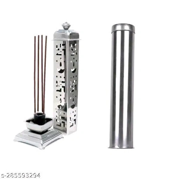 steel agarbatti stand with additional agarbatti storage box Stainless Steel Incense Holder SetName: steel agarbatti stand with additional agarbatti storage box Stainless Steel Incense Holder SetMaterial: Stainless SteelProduct Breadth: 7 cmProduct Height: 25 cmProduct Length: 7 cmNet Quantity (N): 2Size- The container size is standard so keep the incense stick smoothly,It is totall