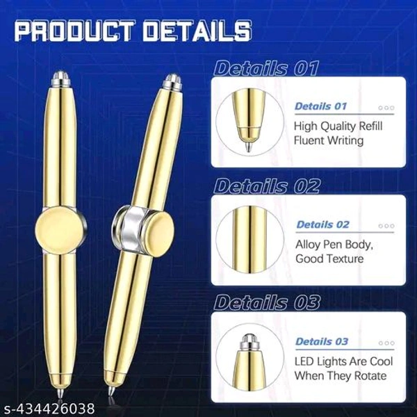 Fidget Pen PCENFAP008 Spinning Pen with LED Light Multi Functional Help Stress Reducer Help Thinking Ballpoint Pen Anti Stress Anxiety Gift Pen for Business Adults Students Kids.Name: Fidget Pen Spinning Pen with LED Light Multi Functional Help Stress Reducer Help Thinking Ballpoint Pen Anti Stress Anxiety Gift Pen for Business Adults Students Kids.Colour: Multicolor