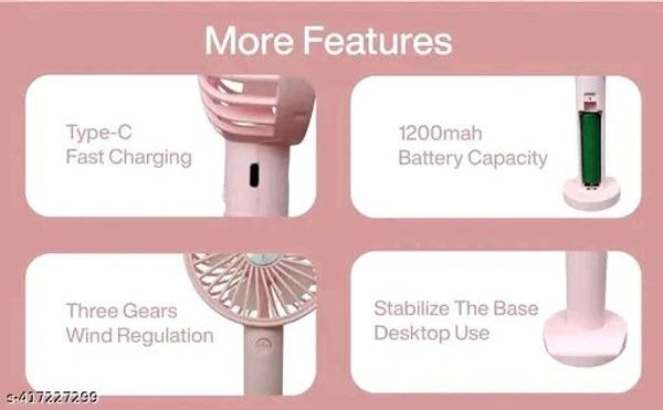 X4Cart PCENFAP006 Portable USB Mini Hand Fan - 3 Speeds, 1200 mAh Rechargeable Battery - Ideal for Indoor, Outdoor, Home, Office, Kitchen, Makeup & Travel Use (Pink, X1)Name: X4Cart Portable USB Mini Hand Fan - 3 Speeds, 1200 mAh Rechargeable Battery - Ideal for Indoor, Outdoor, Home, Office, Kitchen, Makeup & Travel Use (Pink, X1)Net Quantity (N): Pack Of 1