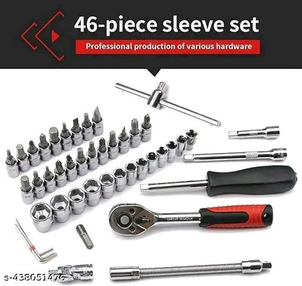 46 PCS Tool Kit  for Home Use Tools Kit Spanner Set Socket Set Wrench Set Tools Set Hand Tools Bike Tool Kit Set Socket Wrench Set Spanner Set All Size Tool Kit Gotis Panas Set - Name: 46 PCS Tool Kit  for Home Use Tools Kit Spanner Set Socket Set Wrench Set Tools Set Hand Tools Bike Tool Kit Set Socket Wrench Set Spanner Set All Size Tool Kit Gotis Panas Set - ★【DURABLE MATERIAL 】