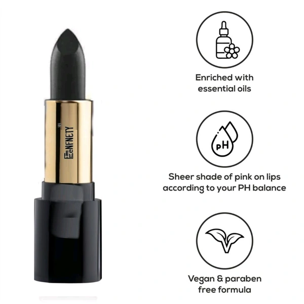 Eenfnety ™ Lipstick PCENFLS001 Black  Lipstick With Glossy Payoff - Long Lasting Nourishment, Enriched With Vitamin E & Jojoba Oil - Vegan & Paraben Free - Real Red