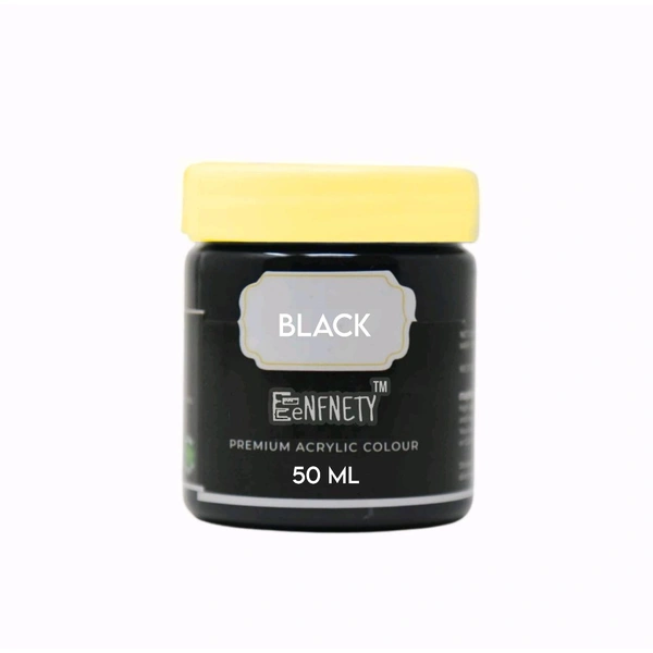 Eenfnety ™ Acrylic Colour PCENFAC001 Black , 50ml, Art and Craft Paint, DIY Paint, Rich Pigment, Non-Craking Paint for Canvas, Wood, Leather, Earthenware, Metal | Ideal for School Projects, hobbyists, Artists - Black