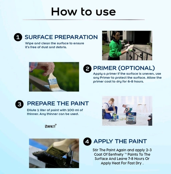 Eenfnety ™ Paints PCENFP0001 Black 50 ml High Gloss Finish Paint for Interior Exterior Metal & Wood Surfaces with Fast Drying Anti-Rust & Complete Coverage .  - Trial Pack, Levender