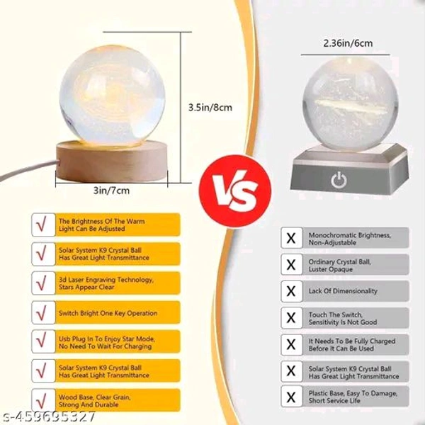 3D Galaxy PCENFAP010 Crystal Ball Night Lamp,Creative Engraved Crystal Ball Night Light, USB Table LED Wooden Crystal Ball for Home Decoration Birthday Gift for Teens, Boys, Girls (Galaxy)(Warm White)Name: 3D Galaxy Crystal Ball Night Lamp,Creative Engraved Crystal Ball Night Light, USB Table LED Wooden Crystal Ball for Home Decoration Birthday Gift for Teens - Kid Couple