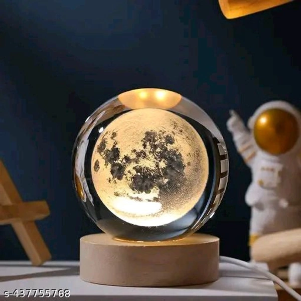 3D Galaxy PCENFAP010 Crystal Ball Night Lamp,Creative Engraved Crystal Ball Night Light, USB Table LED Wooden Crystal Ball for Home Decoration Birthday Gift for Teens, Boys, Girls (Galaxy)(Warm White)Name: 3D Galaxy Crystal Ball Night Lamp,Creative Engraved Crystal Ball Night Light, USB Table LED Wooden Crystal Ball for Home Decoration Birthday Gift for Teens - Moon
