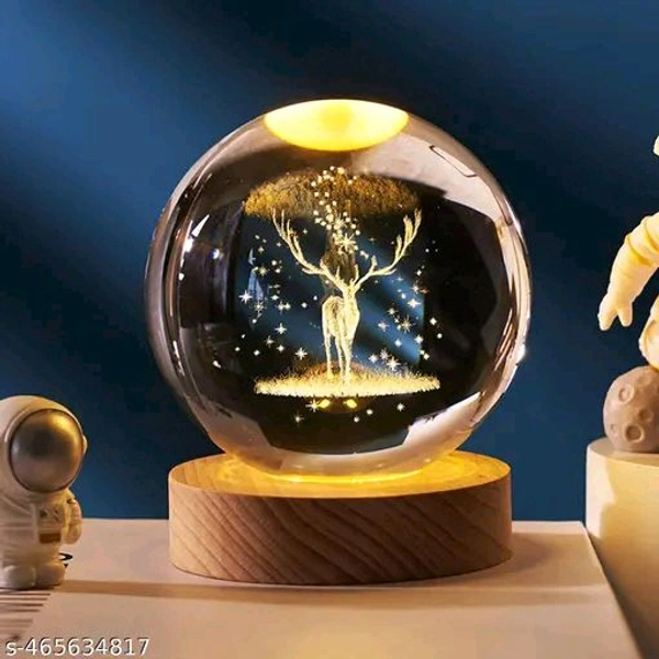 3D Galaxy PCENFAP010 Crystal Ball Night Lamp,Creative Engraved Crystal Ball Night Light, USB Table LED Wooden Crystal Ball for Home Decoration Birthday Gift for Teens, Boys, Girls (Galaxy)(Warm White)Name: 3D Galaxy Crystal Ball Night Lamp,Creative Engraved Crystal Ball Night Light, USB Table LED Wooden Crystal Ball for Home Decoration Birthday Gift for Teens - Reindeer
