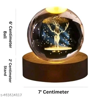3D Galaxy PCENFAP010 Crystal Ball Night Lamp,Creative Engraved Crystal Ball Night Light, USB Table LED Wooden Crystal Ball for Home Decoration Birthday Gift for Teens, Boys, Girls (Galaxy)(Warm White)Name: 3D Galaxy Crystal Ball Night Lamp,Creative Engraved Crystal Ball Night Light, USB Table LED Wooden Crystal Ball for Home Decoration Birthday Gift for Teens - Reindeer
