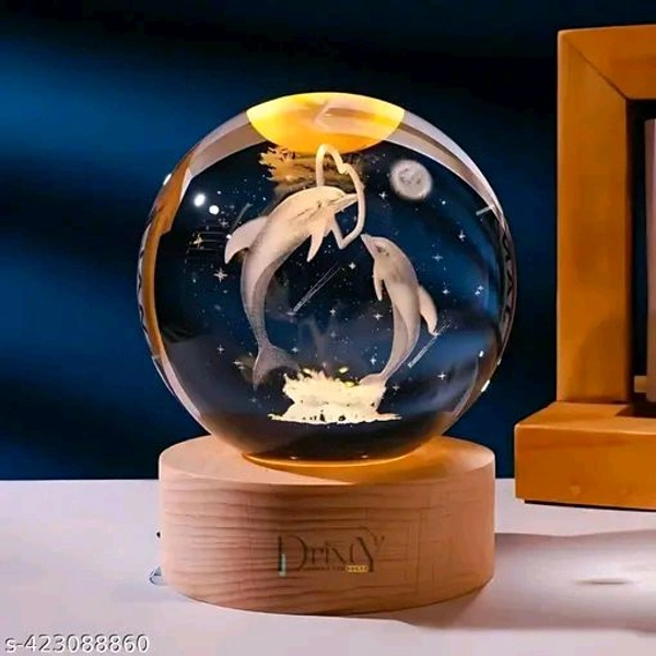 3D Galaxy PCENFAP010 Crystal Ball Night Lamp,Creative Engraved Crystal Ball Night Light, USB Table LED Wooden Crystal Ball for Home Decoration Birthday Gift for Teens, Boys, Girls (Galaxy)(Warm White)Name: 3D Galaxy Crystal Ball Night Lamp,Creative Engraved Crystal Ball Night Light, USB Table LED Wooden Crystal Ball for Home Decoration Birthday Gift for Teens - Dolphin