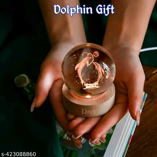 3D Galaxy PCENFAP010 Crystal Ball Night Lamp,Creative Engraved Crystal Ball Night Light, USB Table LED Wooden Crystal Ball for Home Decoration Birthday Gift for Teens, Boys, Girls (Galaxy)(Warm White)Name: 3D Galaxy Crystal Ball Night Lamp,Creative Engraved Crystal Ball Night Light, USB Table LED Wooden Crystal Ball for Home Decoration Birthday Gift for Teens - Dolphin