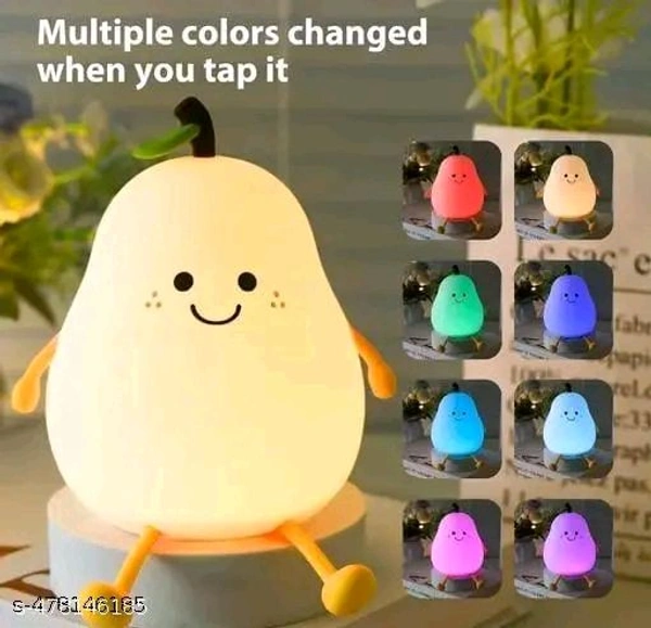 Night PCENFAP017 Lamp for Bedroom, Cute Lamp, Night Lamp for Kids, Silicone Lamp, Cute Night Lamp, Birthday Gifts, Lamp for Kids, Light Lamp, Diwali Light, Rechargeable, Pear Lamp (Warm White) - Smile