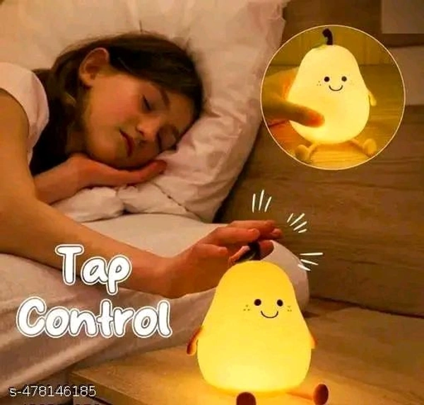 Night PCENFAP017 Lamp for Bedroom, Cute Lamp, Night Lamp for Kids, Silicone Lamp, Cute Night Lamp, Birthday Gifts, Lamp for Kids, Light Lamp, Diwali Light, Rechargeable, Pear Lamp (Warm White) - Smile