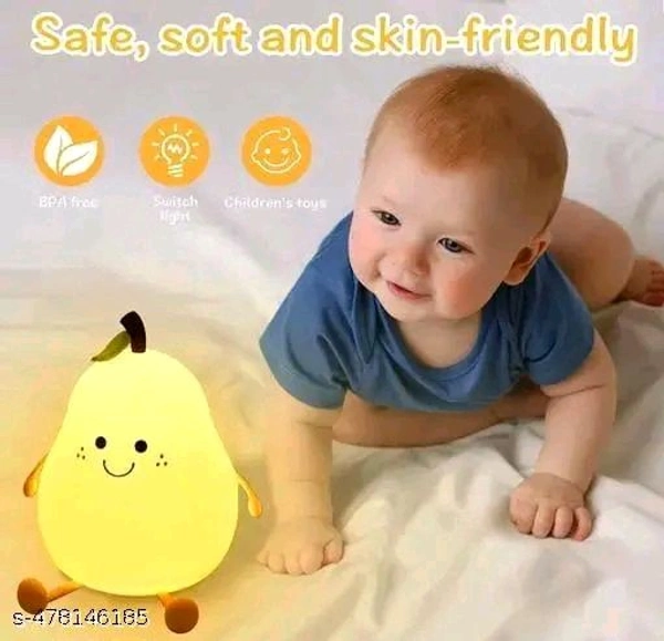 Night PCENFAP017 Lamp for Bedroom, Cute Lamp, Night Lamp for Kids, Silicone Lamp, Cute Night Lamp, Birthday Gifts, Lamp for Kids, Light Lamp, Diwali Light, Rechargeable, Pear Lamp (Warm White) - Smile