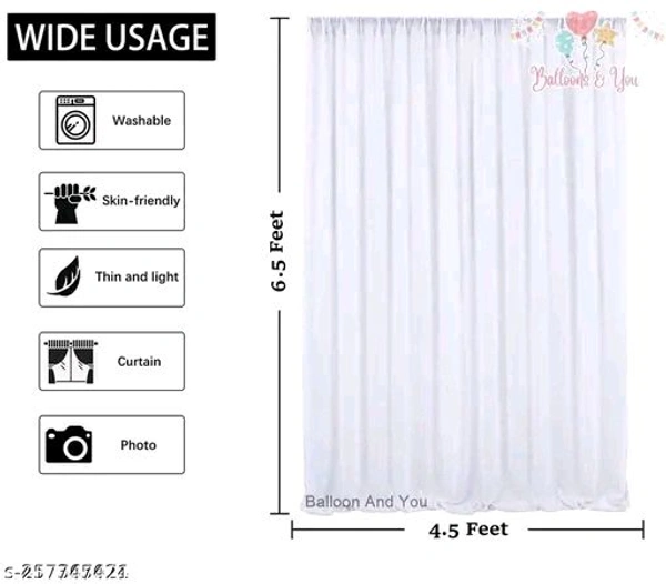 White PCENFAP028 Net Curtain With Led Light Happy Birthday Decoration Kit Combo (29pcs) With White Net Cloth (1pc) Led Light (1pc) Happy Birthday banner (1 set) Metallic Balloons & Ribbon for Boy   - Design 2