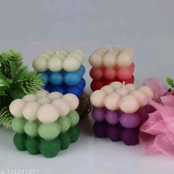 Pure PCENFAP030 Soy Wax Candles| Smokeless Candles| Scented Candles| 3X3 Bubble Candle|White & Pink Color| Set Of 2
  - Multicolour