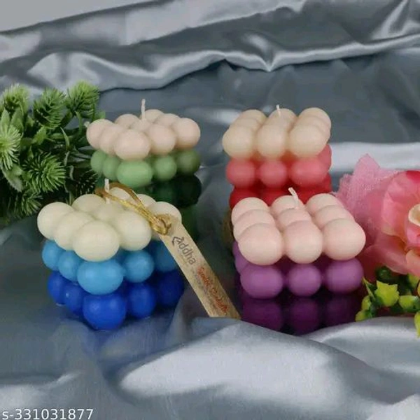 Pure PCENFAP030 Soy Wax Candles| Smokeless Candles| Scented Candles| 3X3 Bubble Candle|White & Pink Color| Set Of 2
  - Multicolour