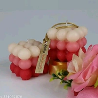 Pure PCENFAP030 Soy Wax Candles| Smokeless Candles| Scented Candles| 3X3 Bubble Candle|White & Pink Color| Set Of 2
  - Red