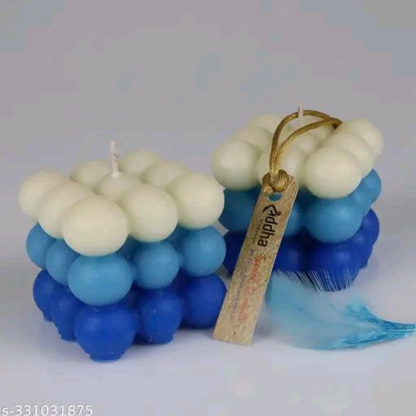 Pure PCENFAP030 Soy Wax Candles| Smokeless Candles| Scented Candles| 3X3 Bubble Candle|White & Pink Color| Set Of 2
  - Blue