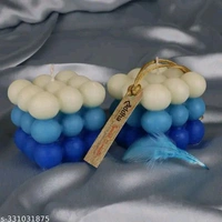 Pure PCENFAP030 Soy Wax Candles| Smokeless Candles| Scented Candles| 3X3 Bubble Candle|White & Pink Color| Set Of 2
  - Blue