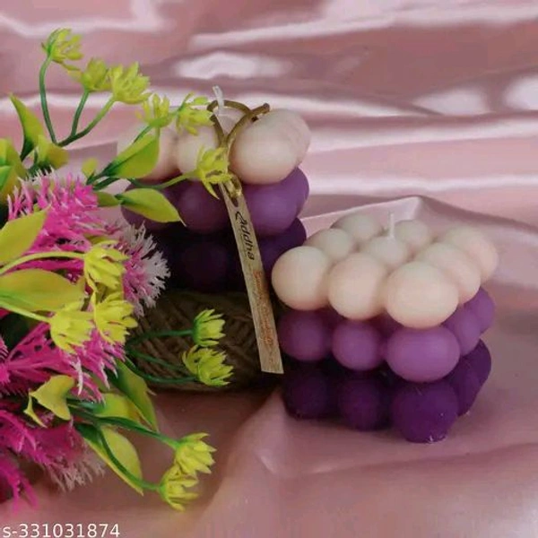 Pure PCENFAP030 Soy Wax Candles| Smokeless Candles| Scented Candles| 3X3 Bubble Candle|White & Pink Color| Set Of 2
  - Purple Pizzazz